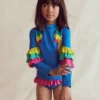 Appliqué Rash Vest Set Azure Blue Parrot Appliqué Rash Vest Set Azure Blue Parrot