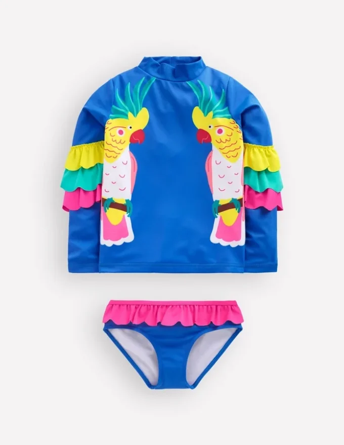 Appliqué Rash Vest Set Azure Blue Parrot Appliqué Rash Vest Set Azure Blue Parrot