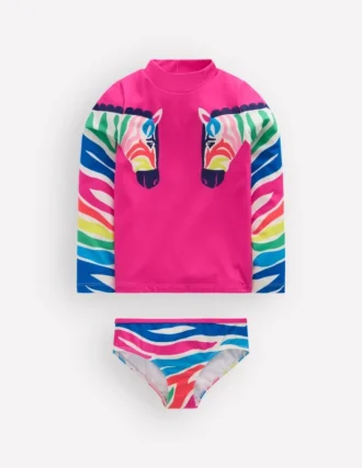 Appliqué Rash Vest Set Raspberry Pink Zebra