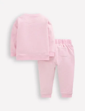 Appliqué Sweatshirt Set Pink Floral Patchwork
