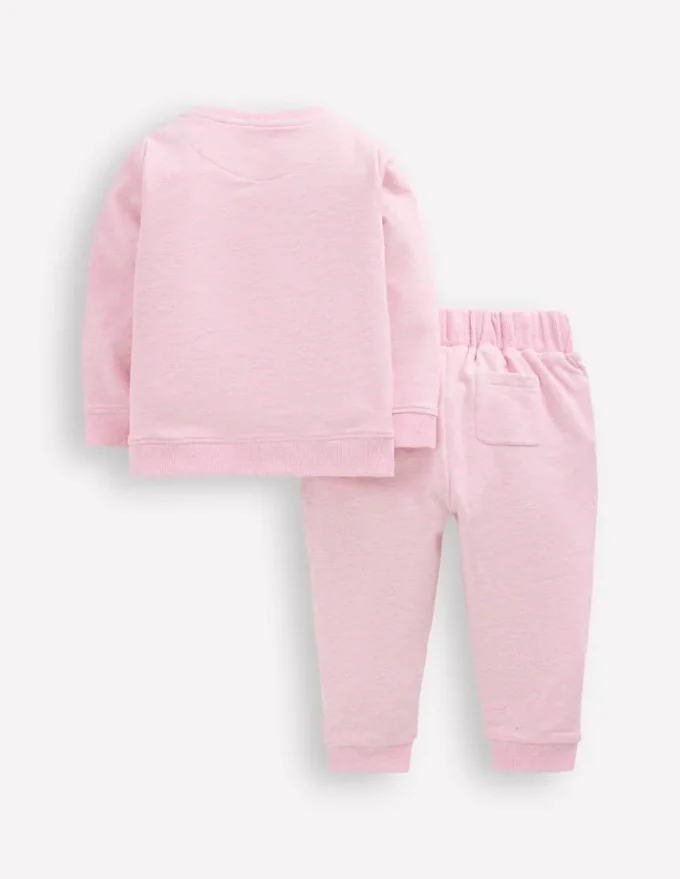 Appliqué Sweatshirt Set Pink Floral Patchwork