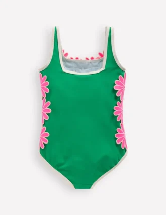 Appliqué Swimsuit Pea Green/Sorbet Pink Daisy