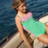 Appliqué Swimsuit Pea Green/Sorbet Pink Daisy Appliqué Swimsuit Pea Green/Sorbet Pink Daisy