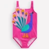 Appliqué Swimsuit Pink Peacock