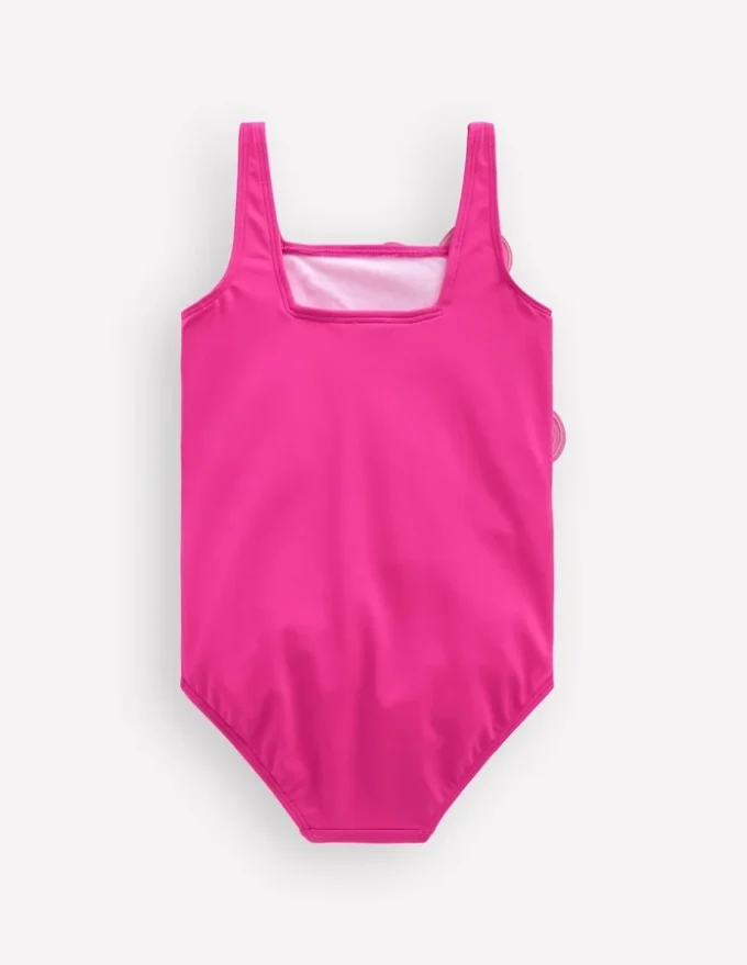Appliqué Swimsuit Pink Peacock