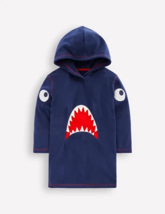 Appliqué Towelling Throw-on Navy Shark