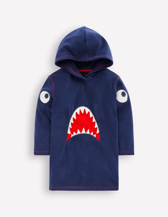 Appliqué Towelling Throw-on Navy Shark