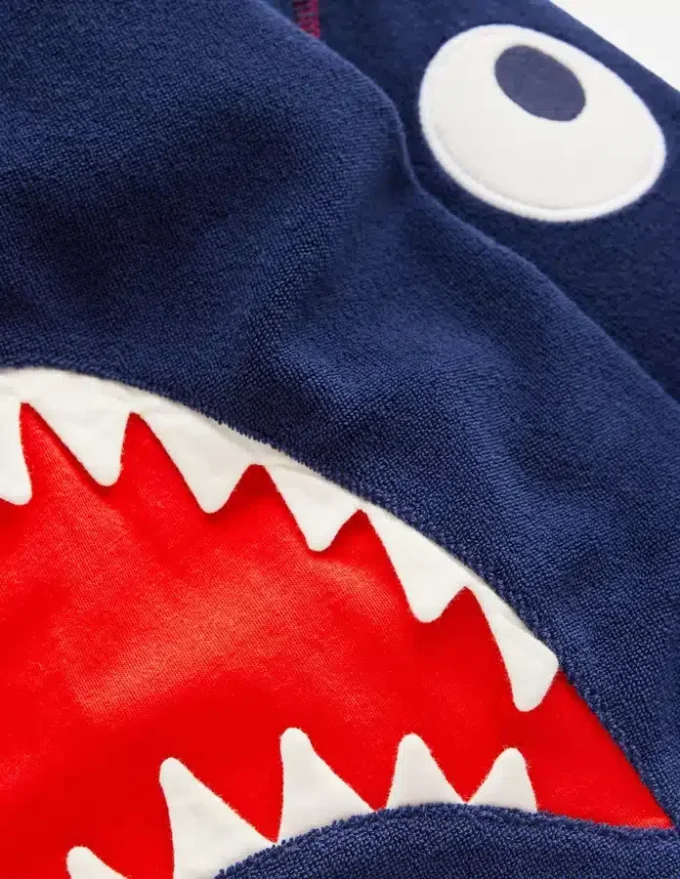Appliqué Towelling Throw-on Navy Shark