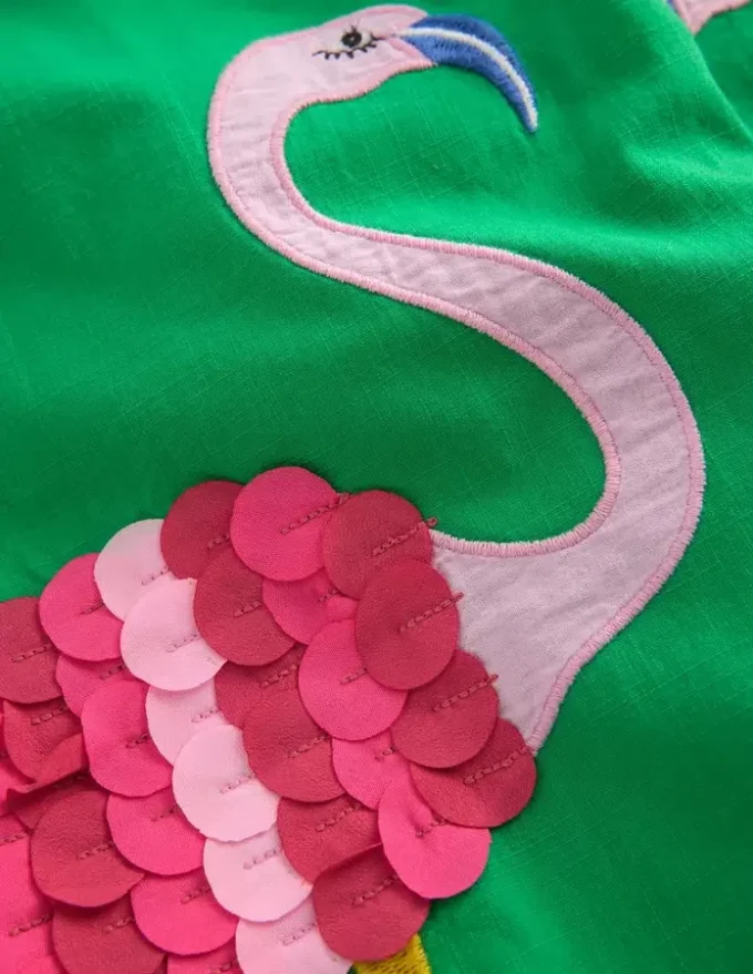 Applique Pull-on Pants Green Flamingos Applique Pull-on Pants Green Flamingos