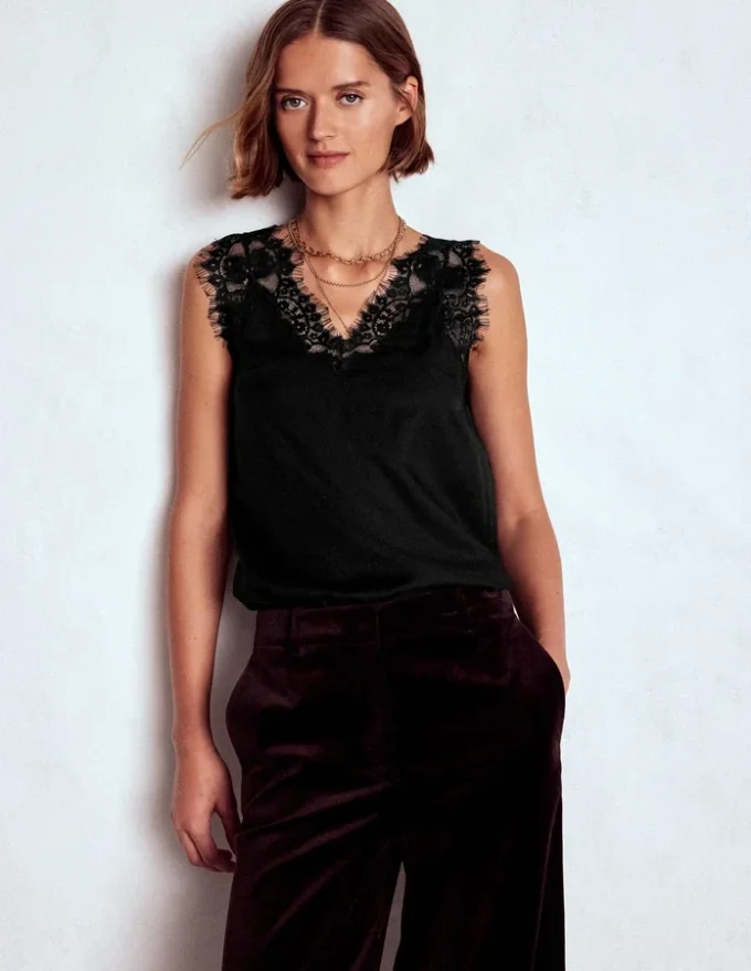 Ara Silk Blend Lace Cami Black Ara Silk Blend Lace Cami Black