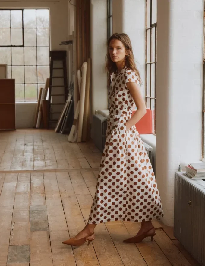 Arabella Cotton Maxi Dress Ginger, Painted Dot