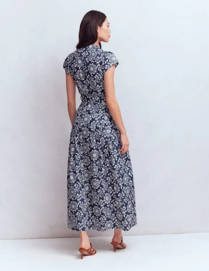 Arabella Cotton Maxi Dress Navy, Decorative Blossom Arabella Cotton Maxi Dress Navy, Decorative Blossom