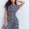 Arabella Cotton Maxi Dress Navy, Decorative Blossom Arabella Cotton Maxi Dress Navy, Decorative Blossom