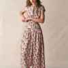 Arabella Cotton Maxi Dress Pink Carnation Stem Arabella Cotton Maxi Dress Pink Carnation Stem