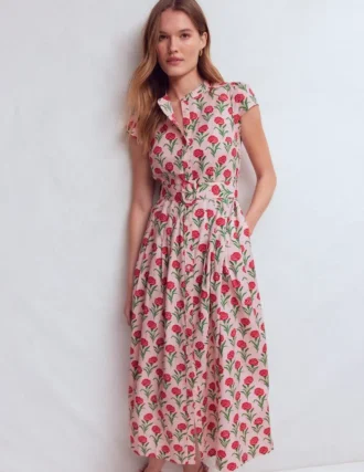 Arabella Cotton Maxi Dress Pink Carnation Stem