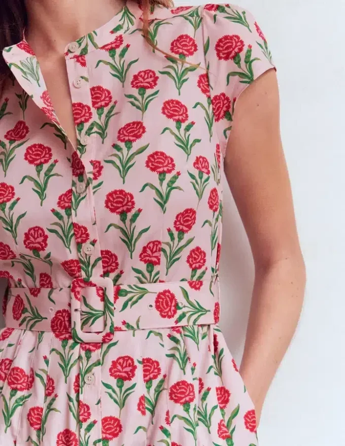 Arabella Cotton Maxi Dress Pink Carnation Stem Arabella Cotton Maxi Dress Pink Carnation Stem