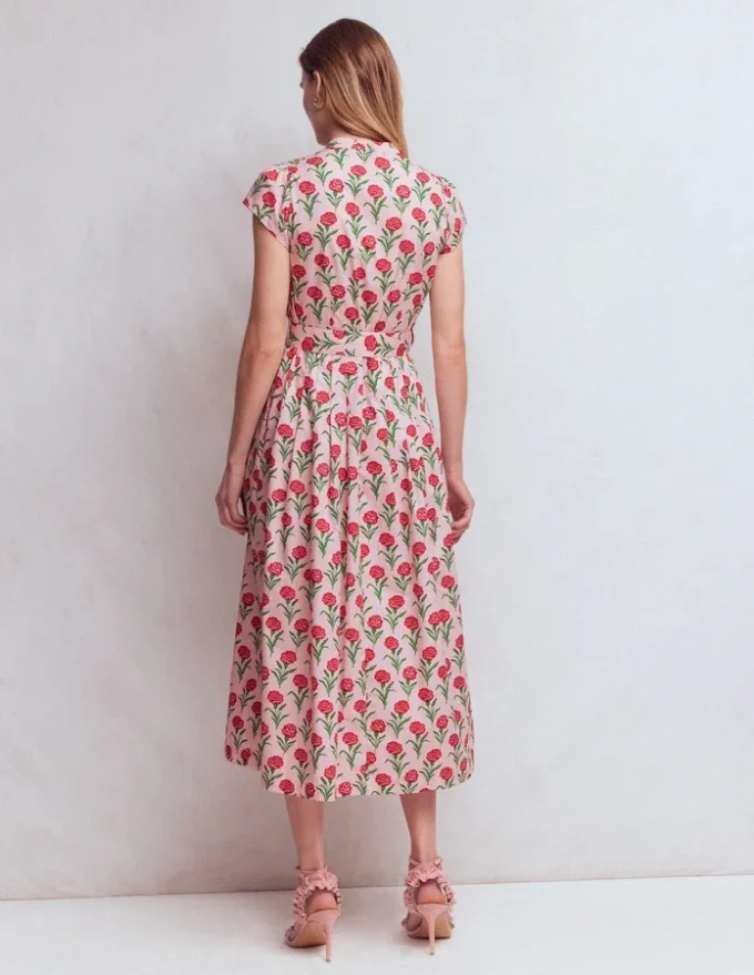 Arabella Cotton Maxi Dress Pink Carnation Stem Arabella Cotton Maxi Dress Pink Carnation Stem