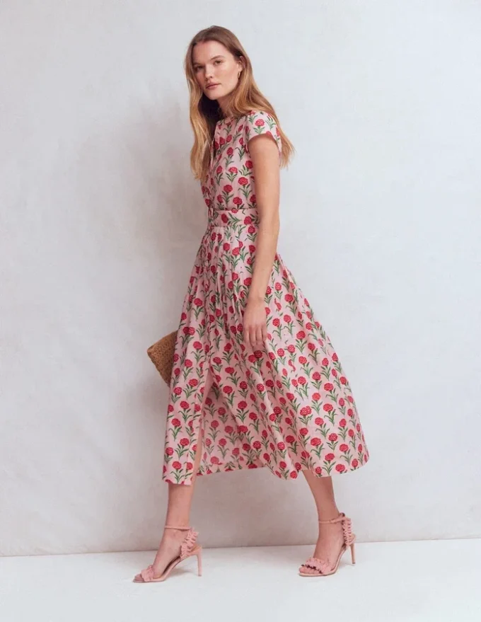 Arabella Cotton Maxi Dress Pink Carnation Stem Arabella Cotton Maxi Dress Pink Carnation Stem