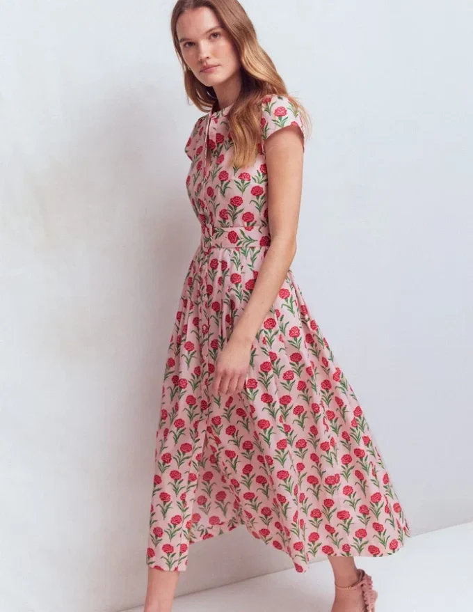 Arabella Cotton Maxi Dress Pink Carnation Stem Arabella Cotton Maxi Dress Pink Carnation Stem