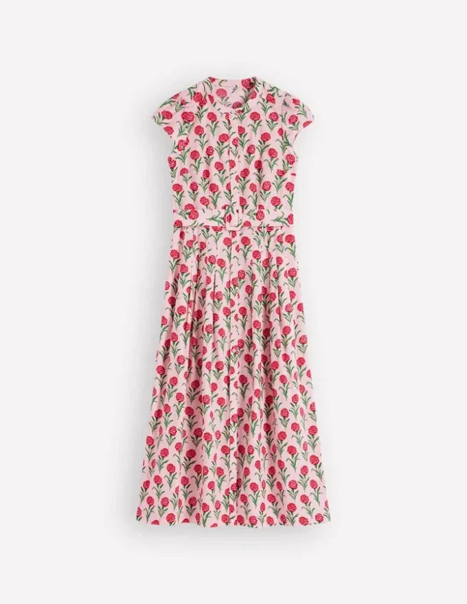 Arabella Cotton Maxi Dress Pink Carnation Stem Arabella Cotton Maxi Dress Pink Carnation Stem