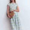 Arabella Linen Blend Dress Ice Cube Blue, Blossom Trail Arabella Linen Blend Dress Ice Cube Blue, Blossom Trail