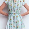 Arabella Linen Blend Dress Ice Cube Blue, Blossom Trail Arabella Linen Blend Dress Ice Cube Blue, Blossom Trail