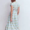Arabella Linen Blend Dress Ice Cube Blue, Blossom Trail Arabella Linen Blend Dress Ice Cube Blue, Blossom Trail