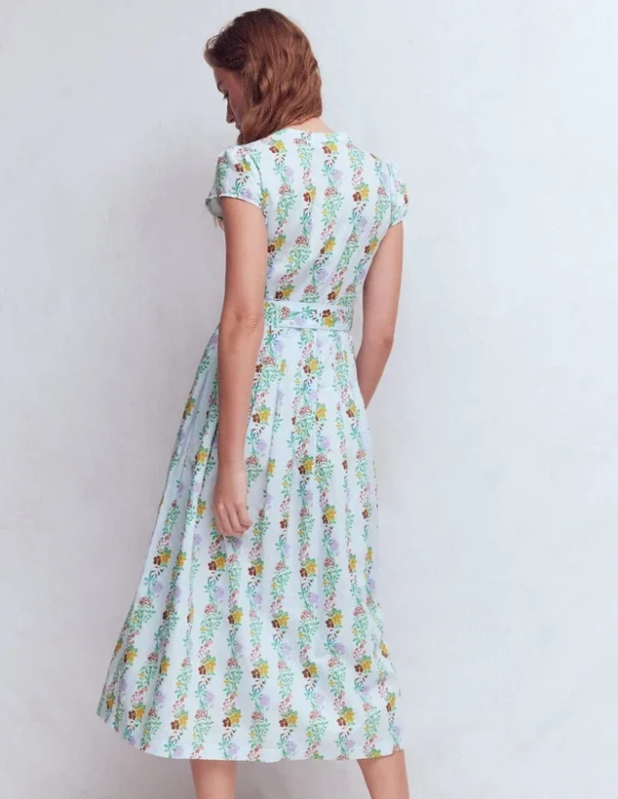 Arabella Linen Blend Dress Ice Cube Blue, Blossom Trail Arabella Linen Blend Dress Ice Cube Blue, Blossom Trail