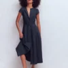 Arabella Linen Blend Dress Navy Arabella Linen Blend Dress Navy