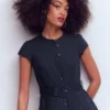 Arabella Linen Blend Dress Navy Arabella Linen Blend Dress Navy