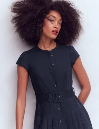 Arabella Linen Blend Dress Navy