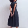 Arabella Linen Blend Dress Navy Arabella Linen Blend Dress Navy