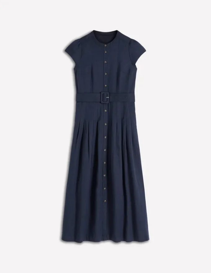 Arabella Linen Blend Dress Navy Arabella Linen Blend Dress Navy