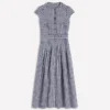 Arabella Linen Blend Dress Navy Gingham
