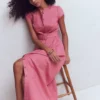Arabella Linen Blend Dress Pink Heather Arabella Linen Blend Dress Pink Heather