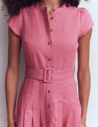 Arabella Linen Blend Dress Pink Heather