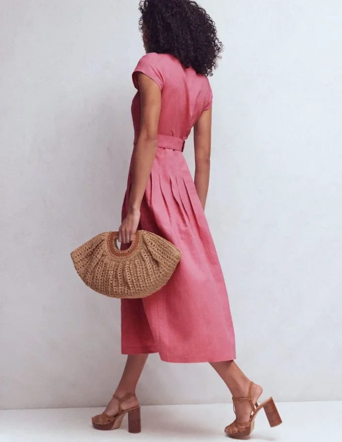 Arabella Linen Blend Dress Pink Heather Arabella Linen Blend Dress Pink Heather