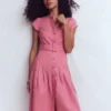 Arabella Linen Blend Dress Pink Heather Arabella Linen Blend Dress Pink Heather