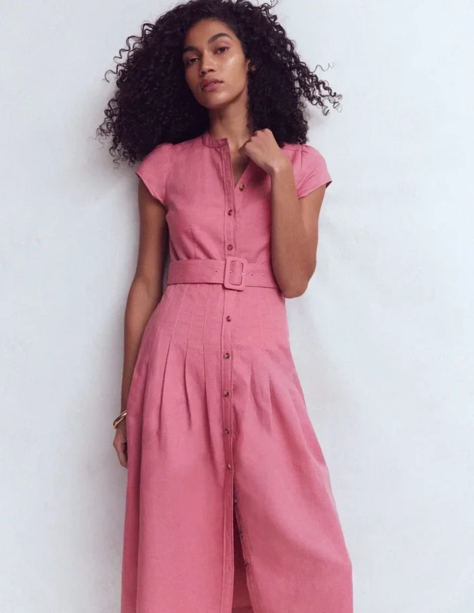 Arabella Linen Blend Dress Pink Heather Arabella Linen Blend Dress Pink Heather