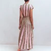 Arabella Linen Blend Dress Pink, Rich Emerald Stripe Arabella Linen Blend Dress Pink, Rich Emerald Stripe