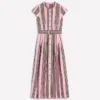 Arabella Linen Blend Dress Pink, Rich Emerald Stripe Arabella Linen Blend Dress Pink, Rich Emerald Stripe