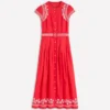 Arabella Linen Blend Dress Red Embroidery Arabella Linen Blend Dress Red Embroidery