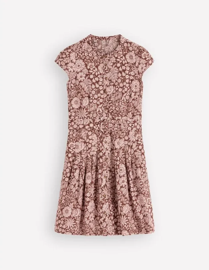 Arabella Short Linen Dress Brown Flowerbed Bloom Arabella Short Linen Dress Brown Flowerbed Bloom