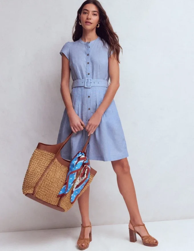 Arabella Short Linen Dress Chambray Arabella Short Linen Dress Chambray