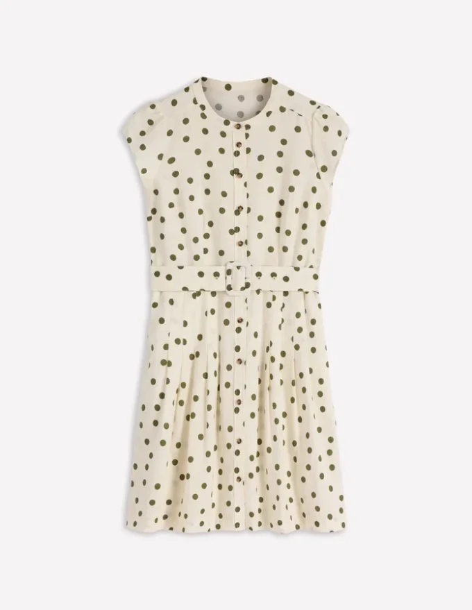 Arabella Short Linen Dress Ivory Painted Dot Spaced Arabella Short Linen Dress Ivory Painted Dot Spaced