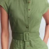 Arabella Short Linen Dress Safari Green Arabella Short Linen Dress Safari Green