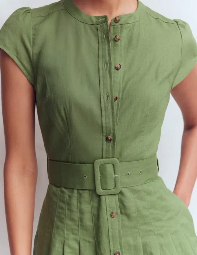 Arabella Short Linen Dress Safari Green Arabella Short Linen Dress Safari Green