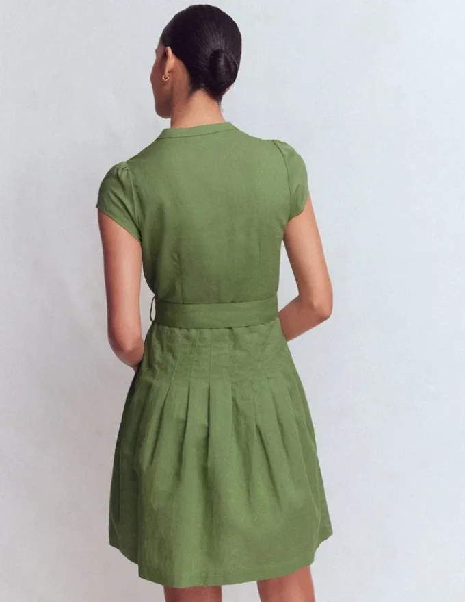 Arabella Short Linen Dress Safari Green Arabella Short Linen Dress Safari Green