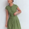 Arabella Short Linen Dress Safari Green Arabella Short Linen Dress Safari Green