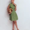 Arabella Short Linen Dress Safari Green Arabella Short Linen Dress Safari Green